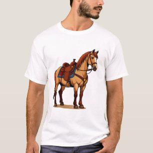 Braunes Pferd mit Sattel T-Shirt