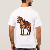 Braunes Pferd mit Sattel T-Shirt (Rückseite)