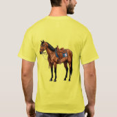 Braunes Pferd mit Sattel T-Shirt (Rückseite)