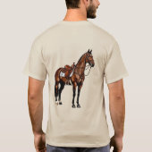 Braunes Pferd mit Sattel T-Shirt (Rückseite)