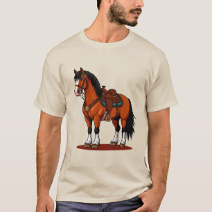 Braunes Pferd mit Sattel T-Shirt