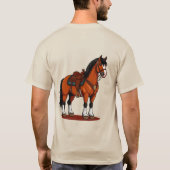 Braunes Pferd mit Sattel T-Shirt (Rückseite)