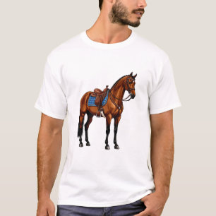 Braunes Pferd mit Sattel T-Shirt