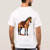 Braunes Pferd mit Sattel T-Shirt (Rückseite)