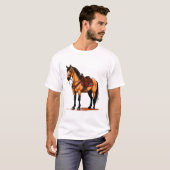 Braunes Pferd mit Sattel T-Shirt (Vorne ganz)