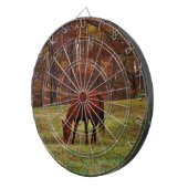 Braunes Pferd mit weißer Nase an der Holzkante Dartscheibe (Vorderseite rechts)