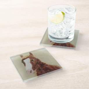 Braunes Pferdeglas Glasuntersetzer