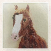 Braunes Pferdeglas Glasuntersetzer (Vorderseite)