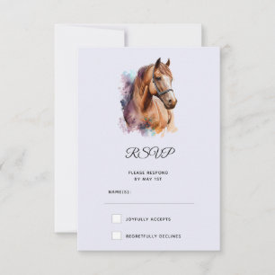 Braunes Pferdeschwanz-Portrait bei einer Hochzeit  RSVP Karte
