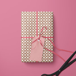 Braunes Preppy-Gingham-Herzen-Geschenkpapier-Rolle Geschenkpapier