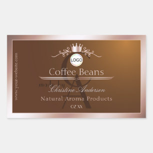 Braunes Produktlabel Roségoldrahmen-Logo-Monogramm Rechteckiger Aufkleber