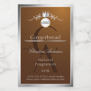 Braunes Produktlabel Silberrahmen-Logo und Monogra Lebensmitteletikett