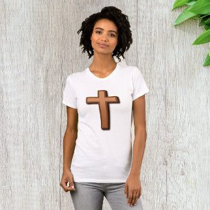 Braunes religiöses Kreuz Damen T-Shirt