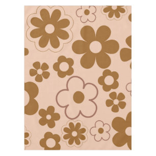 Braunes Retro-Herbst-Hippie-Blumenmuster Tischdecke