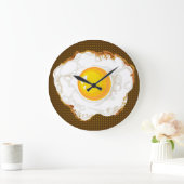 Braunes Retro-Style Fried Egg Küche Dekoration Große Wanduhr (Zuhause)