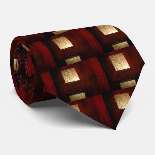 Braunes Rotes Gold Abstrakt Krawatte (Gerollt)