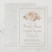 Braunes Rustikales Brautparty zur Blume lädt ein Einladung (Vorne/Hinten)