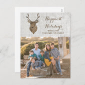 Braunes Rustikales Foto Feiertagspostkarte (Vorne/Hinten)