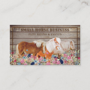 Braunes Rustikales Holz Reitpony Blumen Kleines Pf Visitenkarte