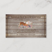 Braunes Rustikales Holzriese Pony Floral Kleines P Visitenkarte (Rückseite)