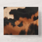 Braunes Schwarzes Cream Cowhide Hochzeit All In One Einladung (Rückseite)
