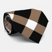 Braunes, schwarzes und weißes Gingham-Muster Krawatte (Gerollt)