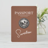 Braunes Schweden Reisepass Save The Date (Stehend Vorderseite)