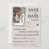 Braunes Schweden Reisepass Save The Date (Rückseite)