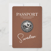 Braunes Schweden Reisepass Save The Date (Vorderseite)