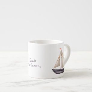 Braunes Segelboot und Name Espressotasse