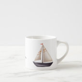 Braunes Segelboot und Name Espressotasse (Rechts)
