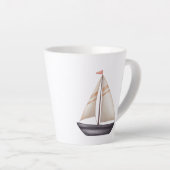 Braunes Segelboot und Name Milchtasse (Rechte Ecke)