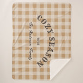 Braunes Skript Western Rustic Gingham-Muster Sherpadecke (Vorderseite)