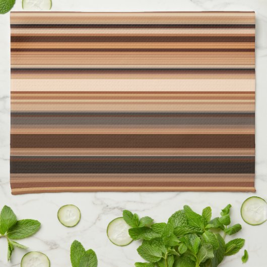 Braunes Streifenmuster Geschirrtuch (Gefaltet)