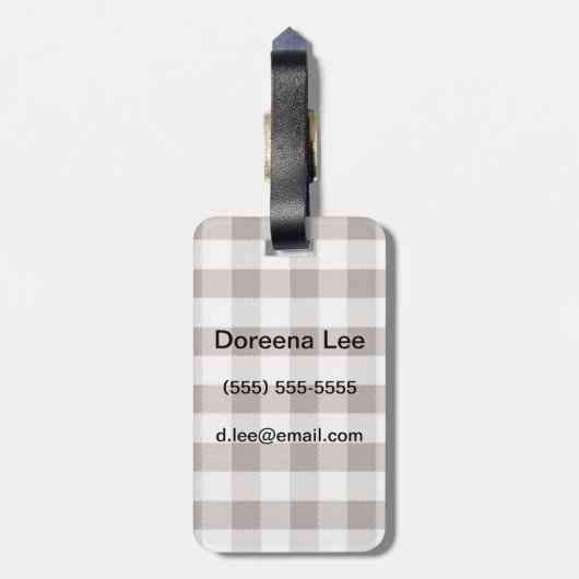 Braunes Tischtuchmuster Gepäckanhänger (Rückseite vertikal)