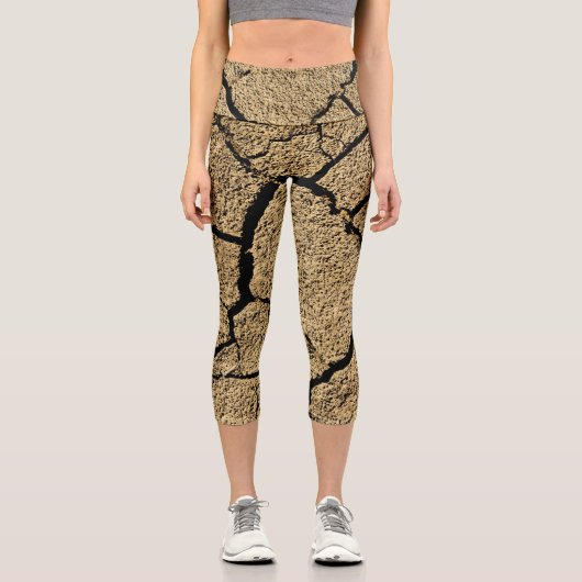 Braunes trockenes Land brach Erde Dürrestruktur Capri Leggings (Vorderseite)