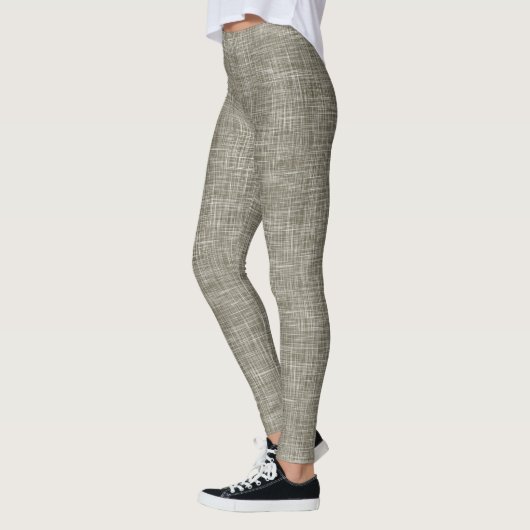 Braunes Tweed-Leinenmuster  Leggings (Links)