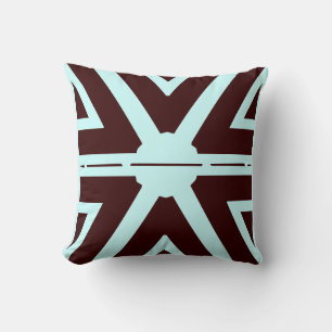 braunes und aquamarin modernes Kissen