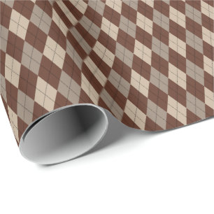 Braunes und Beiges Argyle-Geschenkpapier Geschenkpapier
