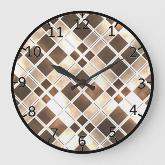 Braunes und cremefarbenes Glas Große Wanduhr (Vorderseite)