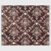 Braunes und cremegotisches Damaskusmuster Geschenkpapier (Flach)