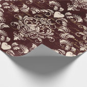 Braunes und cremegotisches Damaskusmuster Geschenkpapier (Ecke)