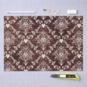 Braunes und cremegotisches Damaskusmuster Seidenpapier (Handwerk)