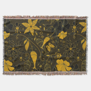 Braunes und gelbes ArtDeco Blumendesign Decke