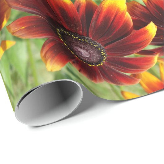 Braunes und goldenes Blume-glänzendes Papier Geschenkpapier (Rolleneckpunkt)