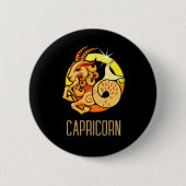 Braunes und goldenes Capricorn-Zodiakzeichen schwa Button (Vorderseite)