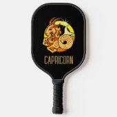 Braunes und goldenes Capricorn-Zodiakzeichen schwa Pickleball Schläger (Rückseite)