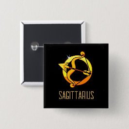 Braunes und goldenes Sagittarius-Zodiakzeichen sch Button