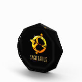 Braunes und goldenes Sagittarius-Zodiakzeichen sch Fotoblock (Rechts)