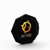 Braunes und goldenes Sagittarius-Zodiakzeichen sch Fotoblock (Links)